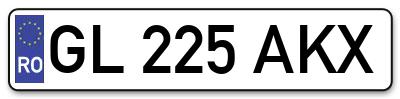 Placuta inmatriculare numar auto  GL-225-AKX, GL 225 AKX, GL225AKX
