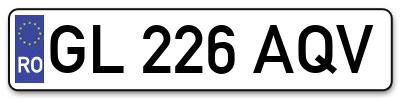 Placuta inmatriculare numar auto  GL-226-AQV, GL 226 AQV, GL226AQV
