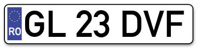 Placuta inmatriculare numar auto  GL-23-DVF, GL 23 DVF, GL23DVF