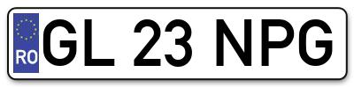 Placuta inmatriculare numar auto  GL-23-NPG, GL 23 NPG, GL23NPG