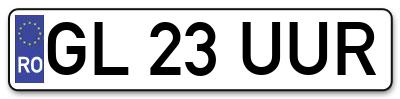 Placuta inmatriculare numar auto  GL-23-UUR, GL 23 UUR, GL23UUR