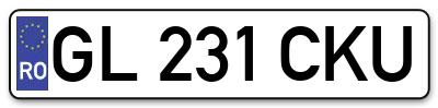 Placuta inmatriculare numar auto  GL-231-CKU, GL 231 CKU, GL231CKU