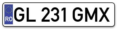 Placuta inmatriculare numar auto  GL-231-GMX, GL 231 GMX, GL231GMX
