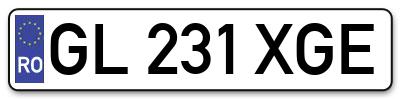 Placuta inmatriculare numar auto  GL-231-XGE, GL 231 XGE, GL231XGE