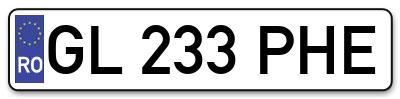 Placuta inmatriculare numar auto  GL-233-PHE, GL 233 PHE, GL233PHE