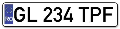 Placuta inmatriculare numar auto  GL-234-TPF, GL 234 TPF, GL234TPF