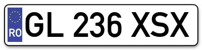 Placuta inmatriculare numar auto  GL-236-XSX, GL 236 XSX, GL236XSX