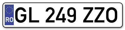 Placuta inmatriculare numar auto  GL-249-ZZO, GL 249 ZZO, GL249ZZO