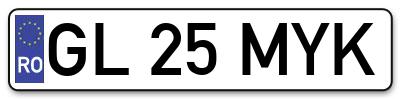 Placuta inmatriculare numar auto  GL-25-MYK, GL 25 MYK, GL25MYK