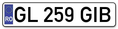 Placuta inmatriculare numar auto  GL-259-GIB, GL 259 GIB, GL259GIB