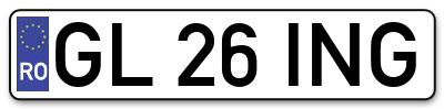 Placuta inmatriculare numar auto  GL-26-ING, GL 26 ING, GL26ING