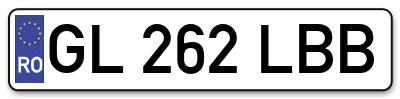 Placuta inmatriculare numar auto  GL-262-LBB, GL 262 LBB, GL262LBB