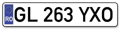 Placuta inmatriculare numar auto  GL-263-YXO, GL 263 YXO, GL263YXO
