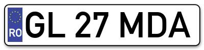 Placuta inmatriculare numar auto  GL-27-MDA, GL 27 MDA, GL27MDA