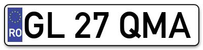 Placuta inmatriculare numar auto  GL-27-QMA, GL 27 QMA, GL27QMA
