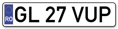 Placuta inmatriculare numar auto  GL-27-VUP, GL 27 VUP, GL27VUP
