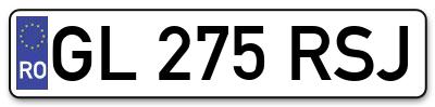 Placuta inmatriculare numar auto  GL-275-RSJ, GL 275 RSJ, GL275RSJ
