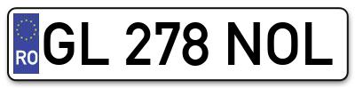 Placuta inmatriculare numar auto  GL-278-NOL, GL 278 NOL, GL278NOL