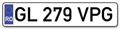 Placuta inmatriculare numar auto  GL-279-VPG, GL 279 VPG, GL279VPG