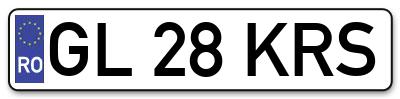 Placuta inmatriculare numar auto  GL-28-KRS, GL 28 KRS, GL28KRS