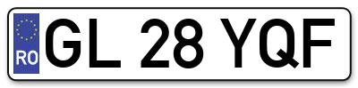 Placuta inmatriculare numar auto  GL-28-YQF, GL 28 YQF, GL28YQF