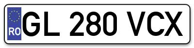 Placuta inmatriculare numar auto  GL-280-VCX, GL 280 VCX, GL280VCX