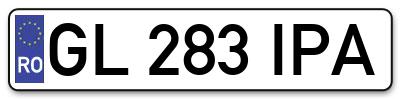 Placuta inmatriculare numar auto  GL-283-IPA, GL 283 IPA, GL283IPA