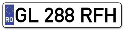 Placuta inmatriculare numar auto  GL-288-RFH, GL 288 RFH, GL288RFH