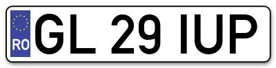 Placuta inmatriculare numar auto  GL-29-IUP, GL 29 IUP, GL29IUP