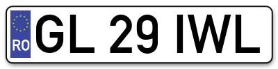 Placuta inmatriculare numar auto  GL-29-IWL, GL 29 IWL, GL29IWL