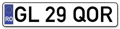 Placuta inmatriculare numar auto  GL-29-QOR, GL 29 QOR, GL29QOR