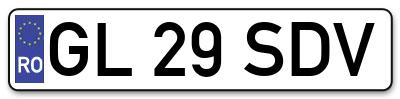 Placuta inmatriculare numar auto  GL-29-SDV, GL 29 SDV, GL29SDV