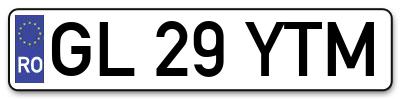 Placuta inmatriculare numar auto  GL-29-YTM, GL 29 YTM, GL29YTM