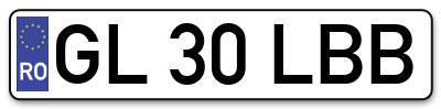 Placuta inmatriculare numar auto  GL-30-LBB, GL 30 LBB, GL30LBB