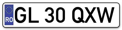 Placuta inmatriculare numar auto  GL-30-QXW, GL 30 QXW, GL30QXW
