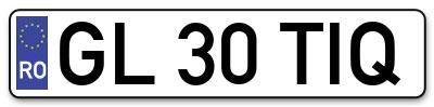 Placuta inmatriculare numar auto  GL-30-TIQ, GL 30 TIQ, GL30TIQ