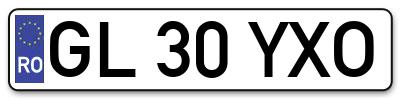 Placuta inmatriculare numar auto  GL-30-YXO, GL 30 YXO, GL30YXO