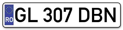 Placuta inmatriculare numar auto  GL-307-DBN, GL 307 DBN, GL307DBN