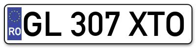 Placuta inmatriculare numar auto  GL-307-XTO, GL 307 XTO, GL307XTO