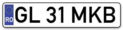 Placuta inmatriculare numar auto  GL-31-MKB, GL 31 MKB, GL31MKB