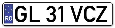 Placuta inmatriculare numar auto  GL-31-VCZ, GL 31 VCZ, GL31VCZ