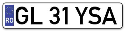 Placuta inmatriculare numar auto  GL-31-YSA, GL 31 YSA, GL31YSA