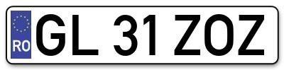 Placuta inmatriculare numar auto  GL-31-ZOZ, GL 31 ZOZ, GL31ZOZ