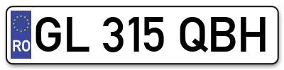 Placuta inmatriculare numar auto  GL-315-QBH, GL 315 QBH, GL315QBH