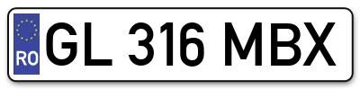 Placuta inmatriculare numar auto  GL-316-MBX, GL 316 MBX, GL316MBX
