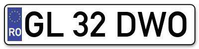 Placuta inmatriculare numar auto  GL-32-DWO, GL 32 DWO, GL32DWO