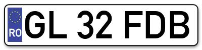 Placuta inmatriculare numar auto  GL-32-FDB, GL 32 FDB, GL32FDB