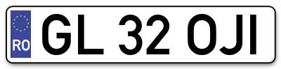 Placuta inmatriculare numar auto  GL-32-OJI, GL 32 OJI, GL32OJI