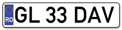 Placuta inmatriculare numar auto  GL-33-DAV, GL 33 DAV, GL33DAV