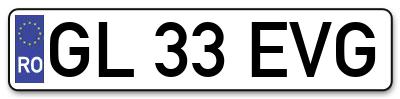 Placuta inmatriculare numar auto  GL-33-EVG, GL 33 EVG, GL33EVG